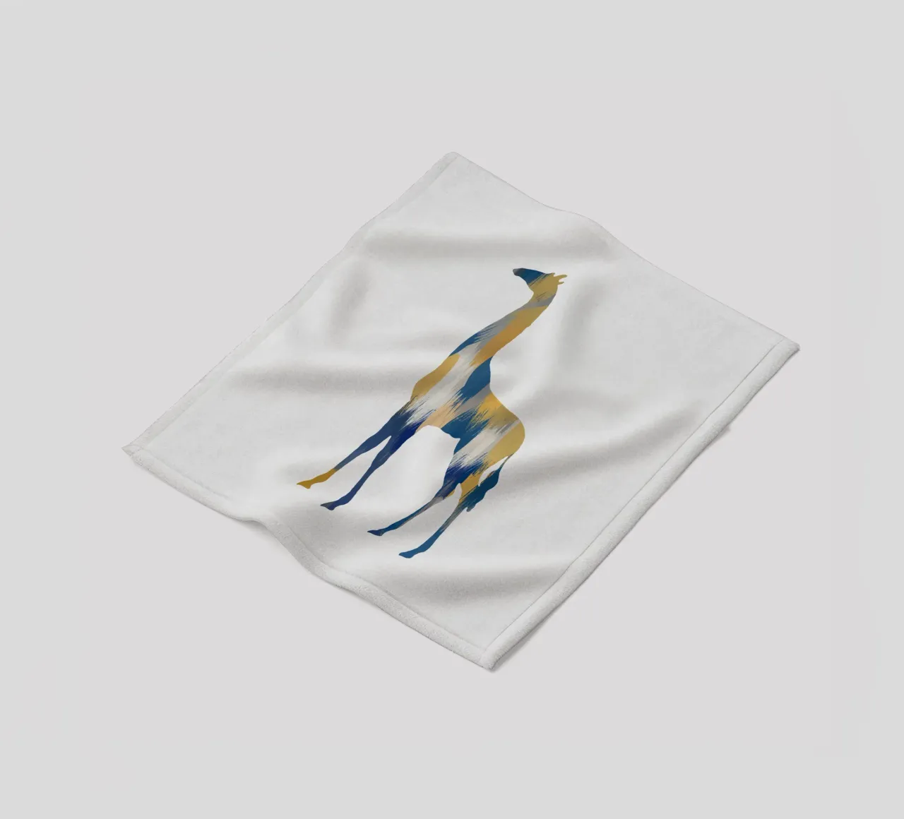 Blue & Yellow Giraffe fleece blanket by Orara Studio