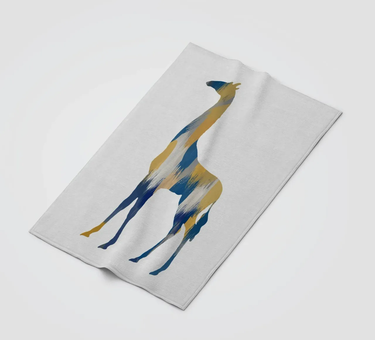Blue & Yellow Giraffe fleece blanket by Orara Studio