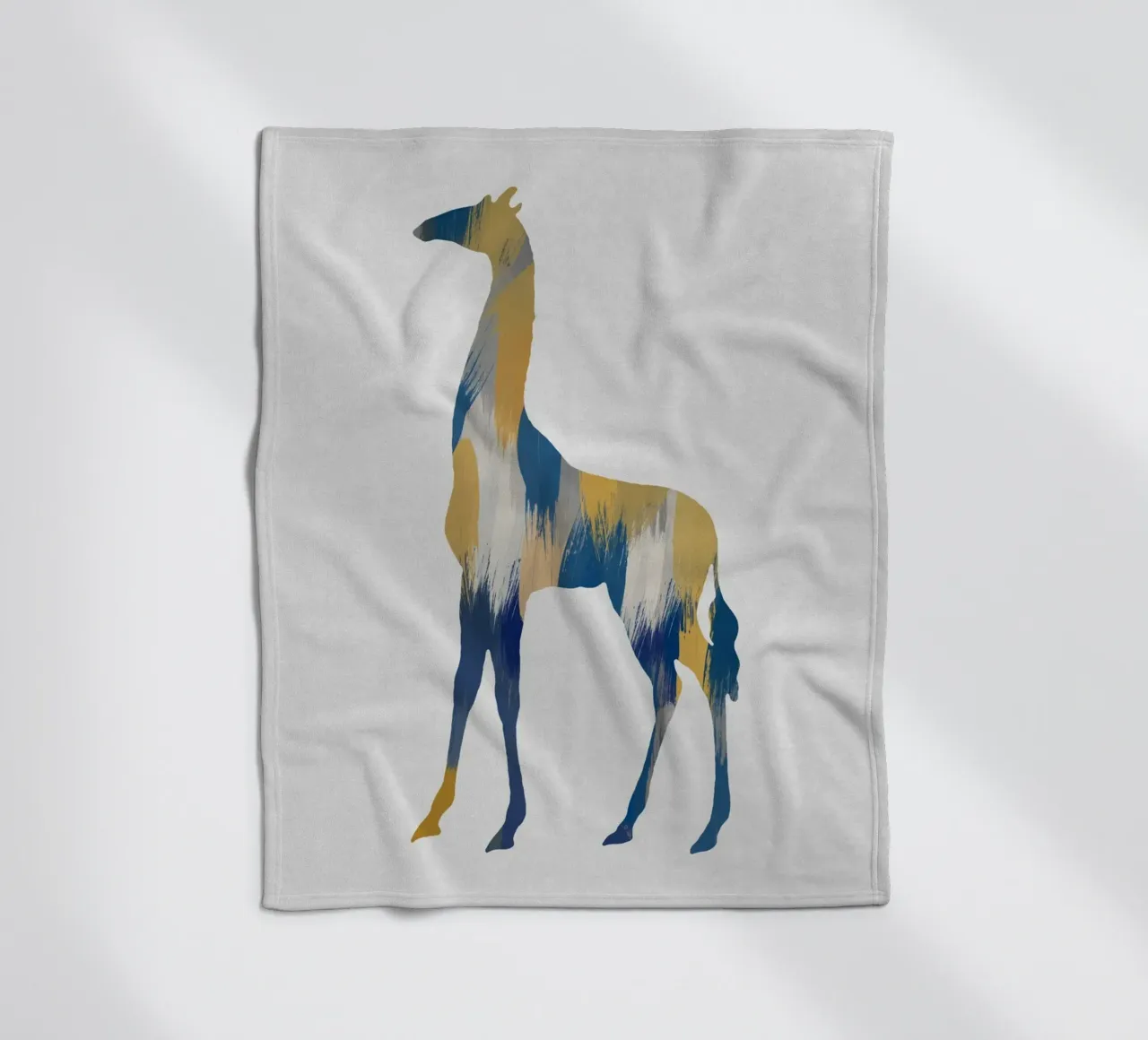 Blue & Yellow Giraffe fleece blanket by Orara Studio