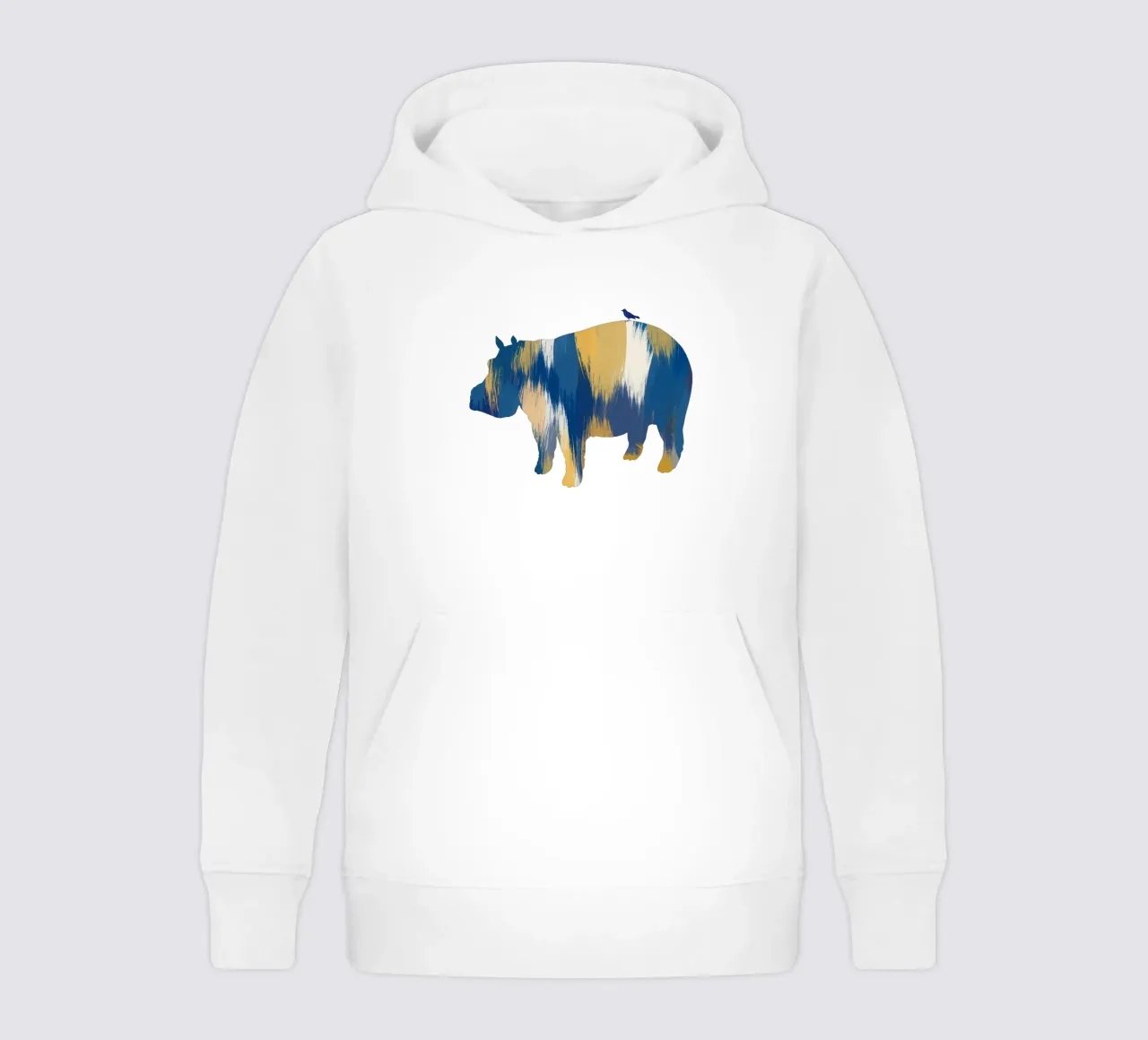 Blue & Yellow Hippo kids hoodie by Orara Studio
