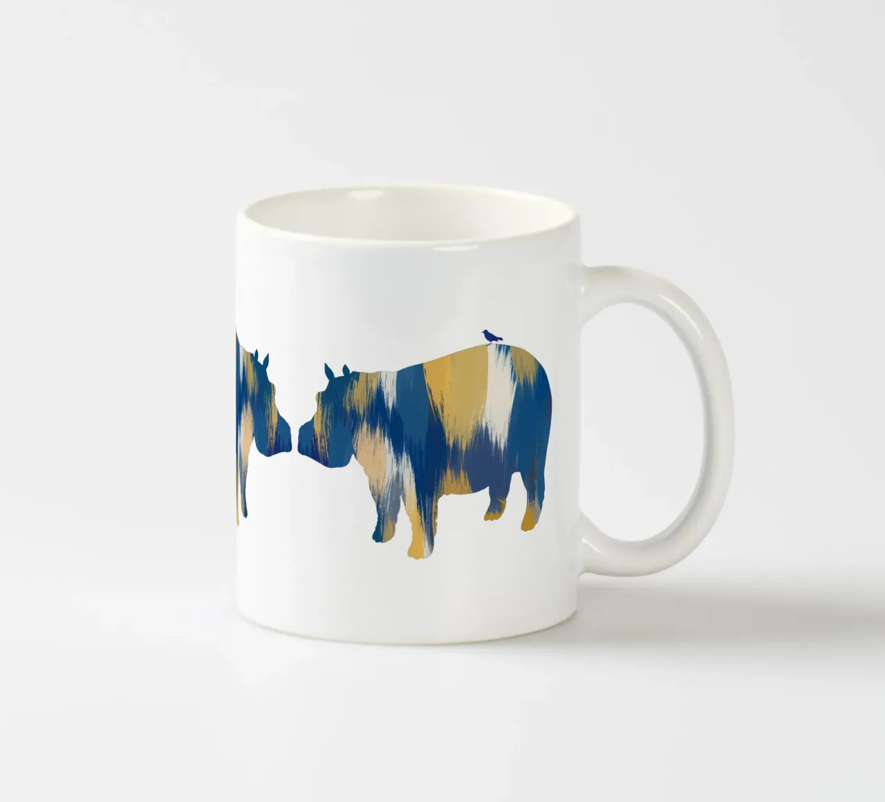 Hippopotame bleu et jaune mug en céramique de Orara Studio