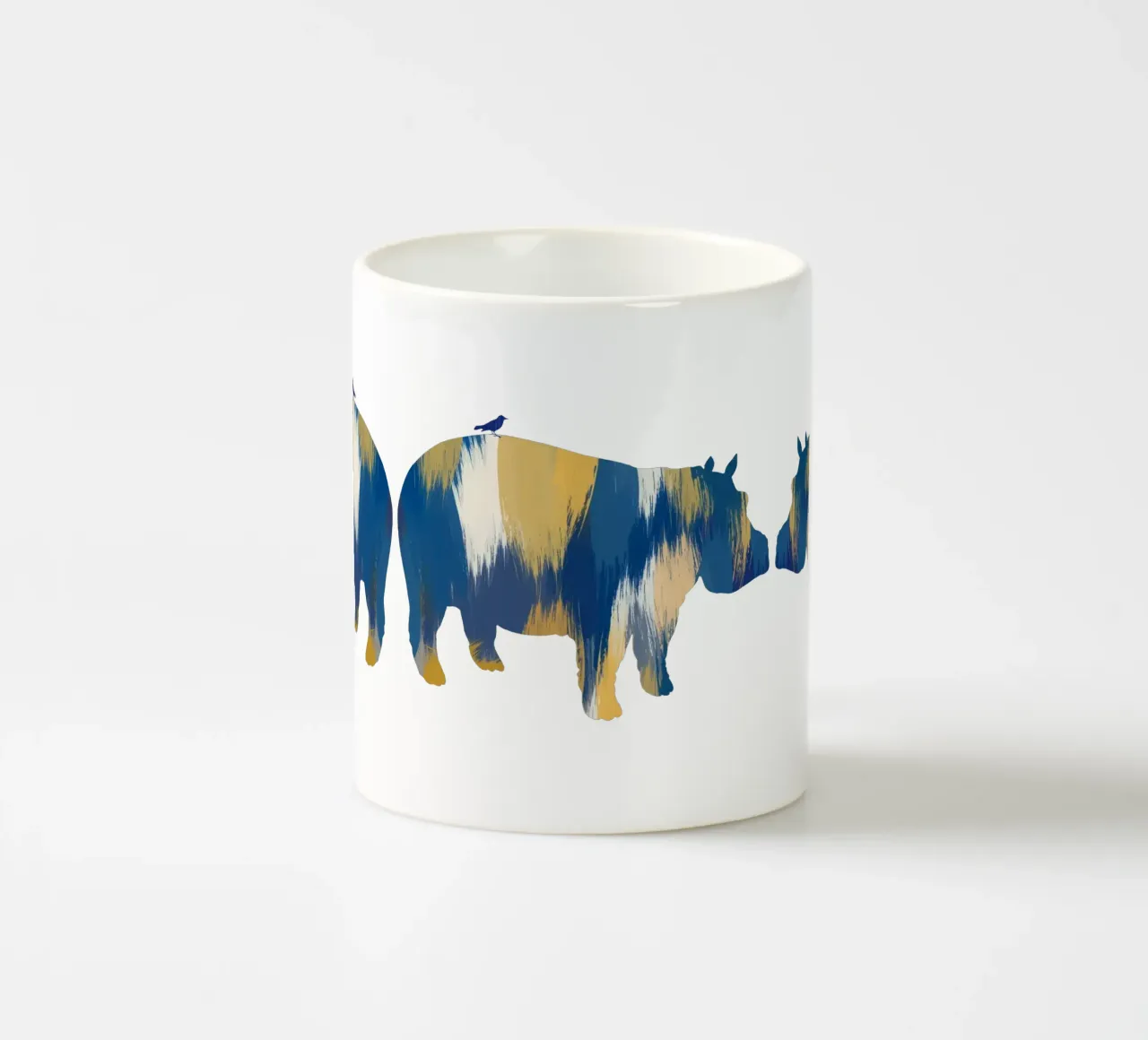 Hippopotame bleu et jaune mug en céramique de Orara Studio