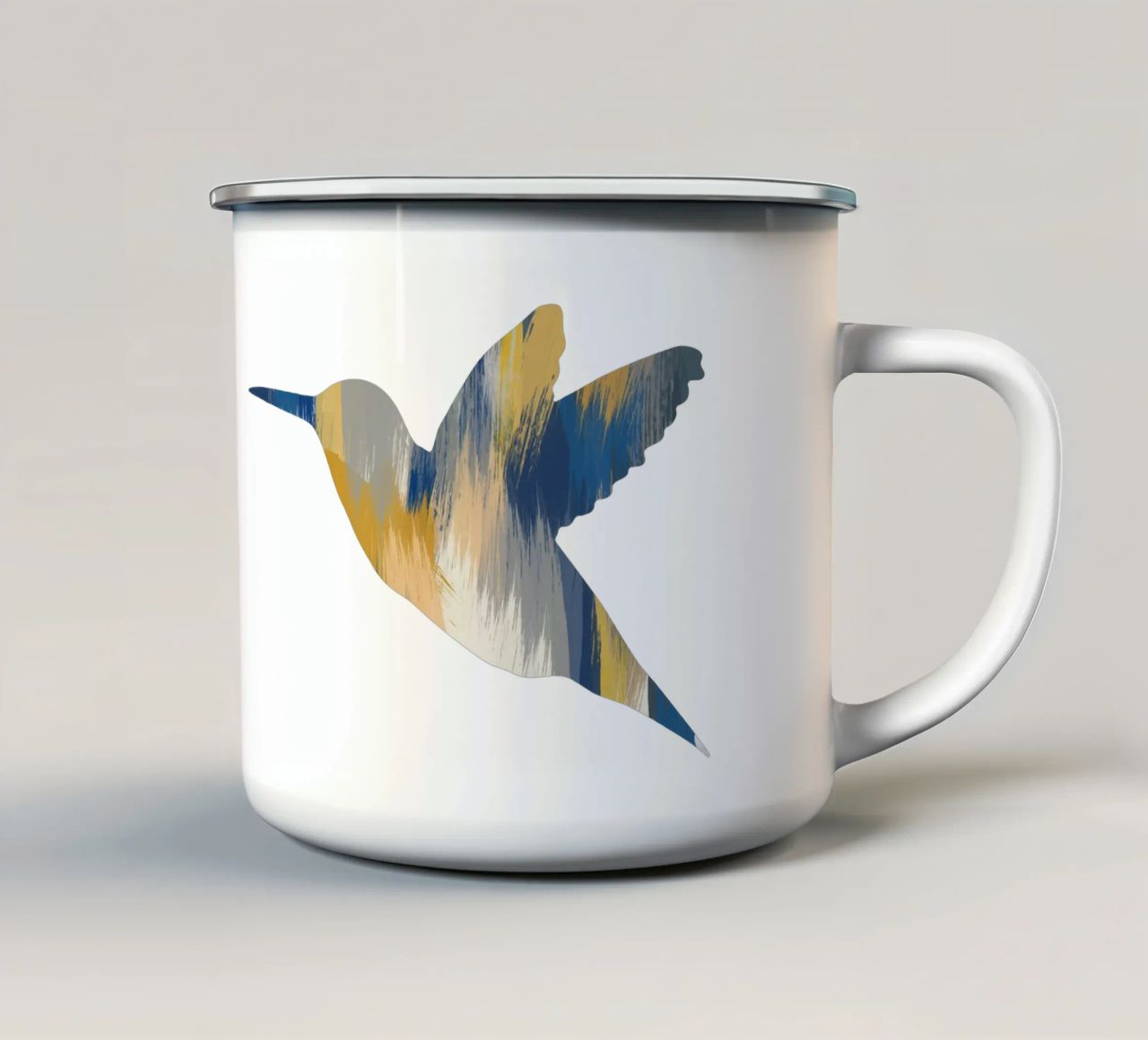 Colibrì blu e giallo I tazza in smalto da Orara Studio