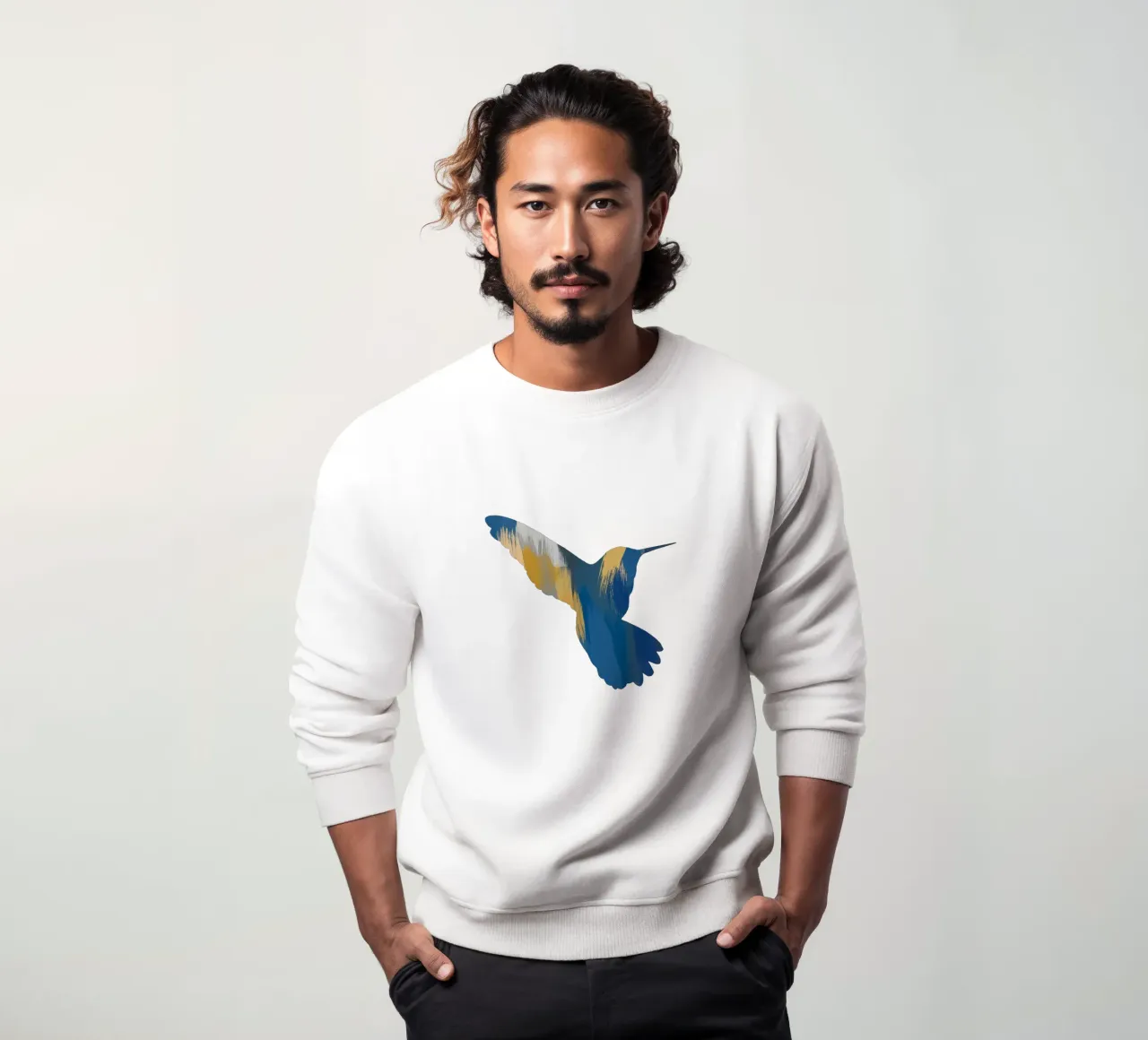 Colibrí azul y amarillo II sudadera de Orara Studio