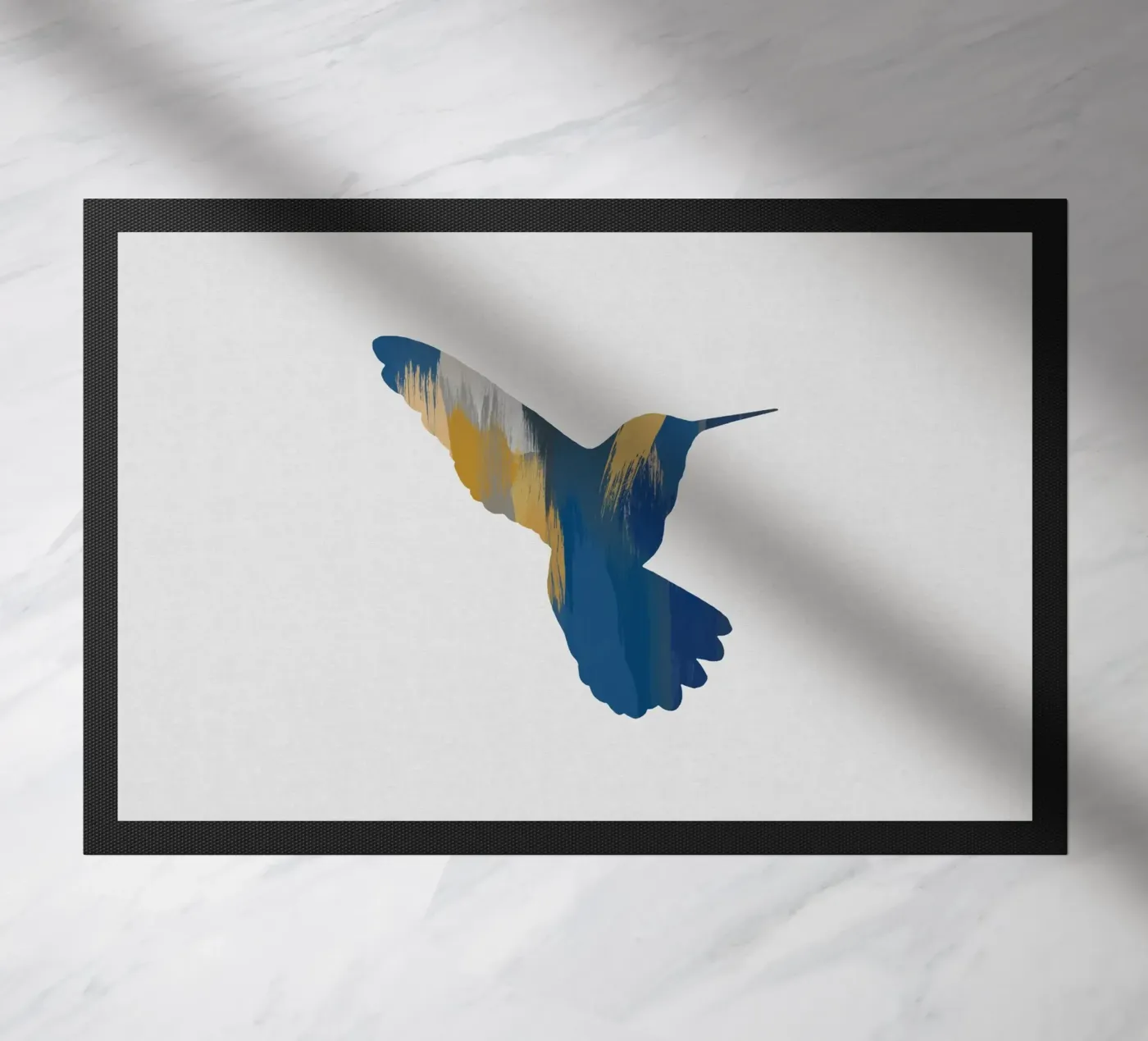 Colibrì blu e giallo II zerbino da Orara Studio