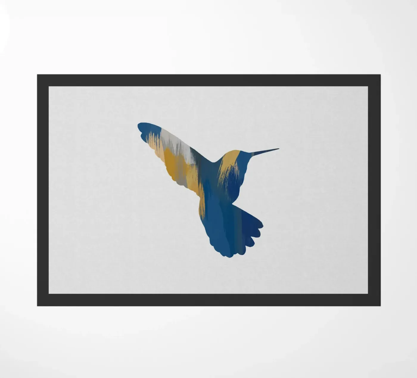 Colibrì blu e giallo II zerbino da Orara Studio