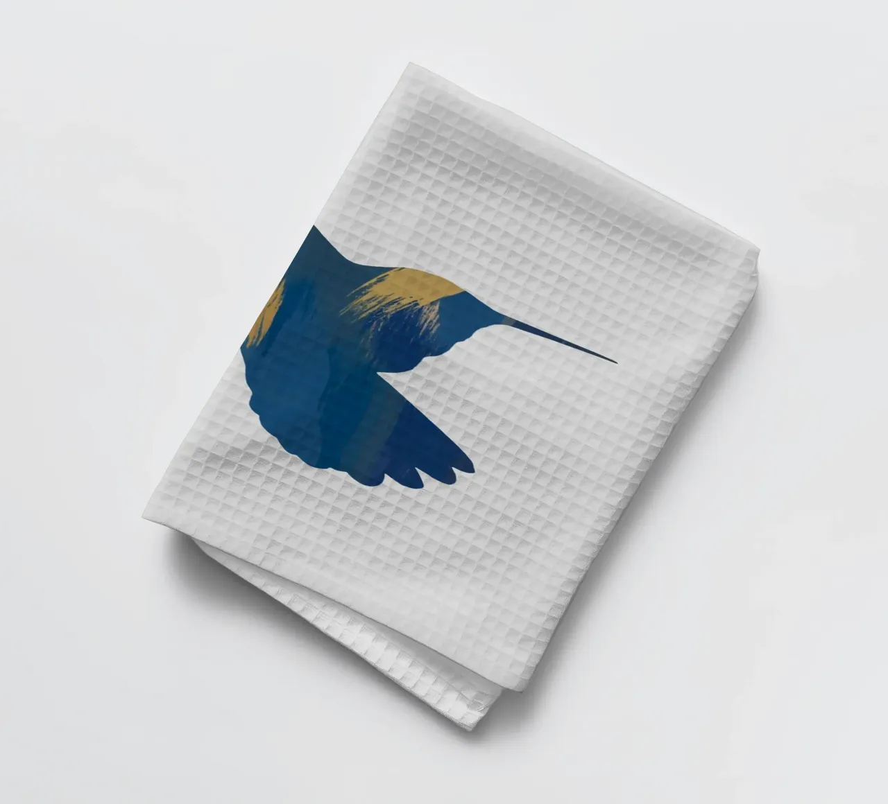 Colibri bleu et jaune II torchon de Orara Studio