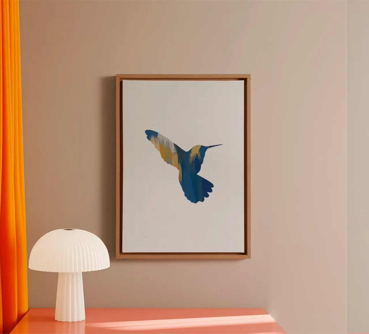 Blue & Yellow Hummingbird II canvas by Orara Studio