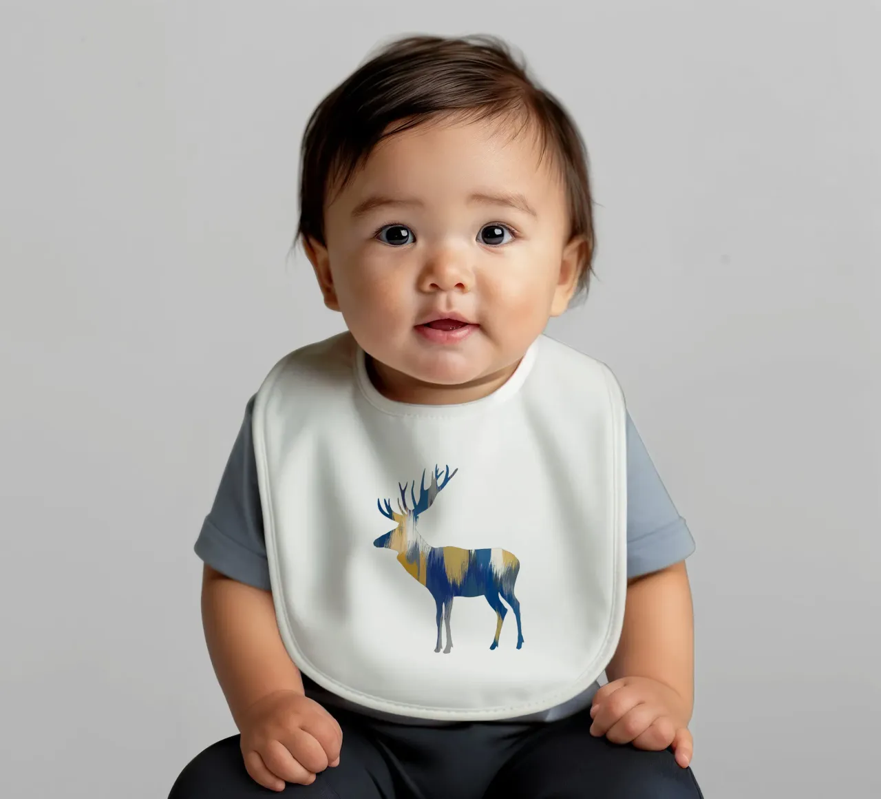 Alce blu e giallo bavaglino da Orara Studio