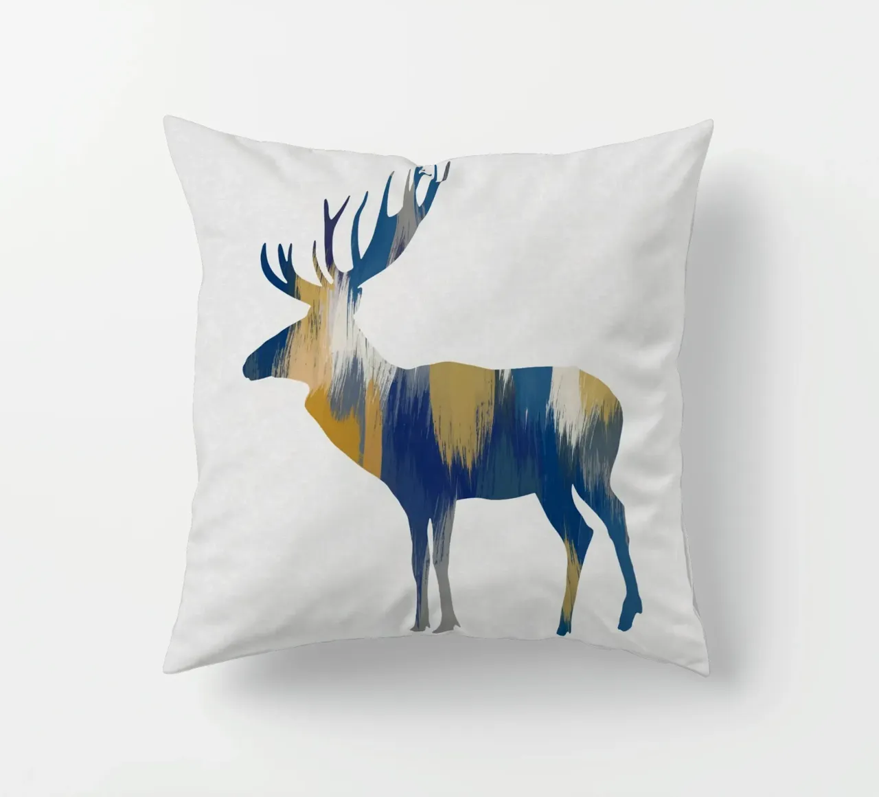 Alce blu e giallo cuscino da Orara Studio