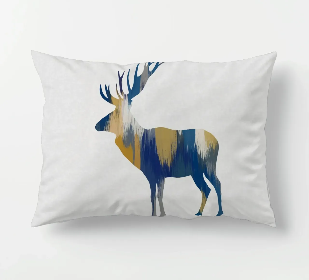 Alce blu e giallo cuscino da Orara Studio