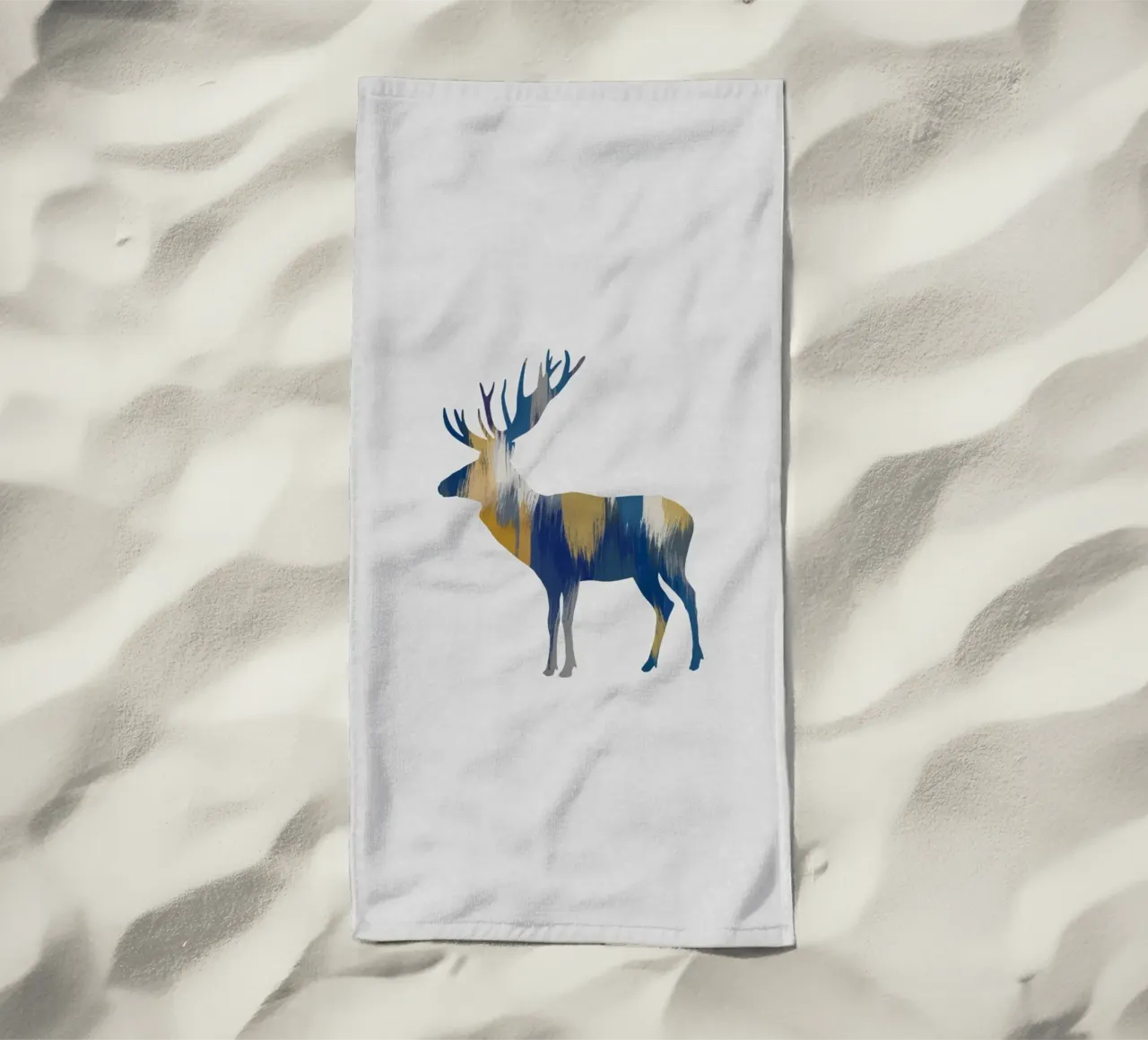 Alce blu e giallo telo mare da Orara Studio