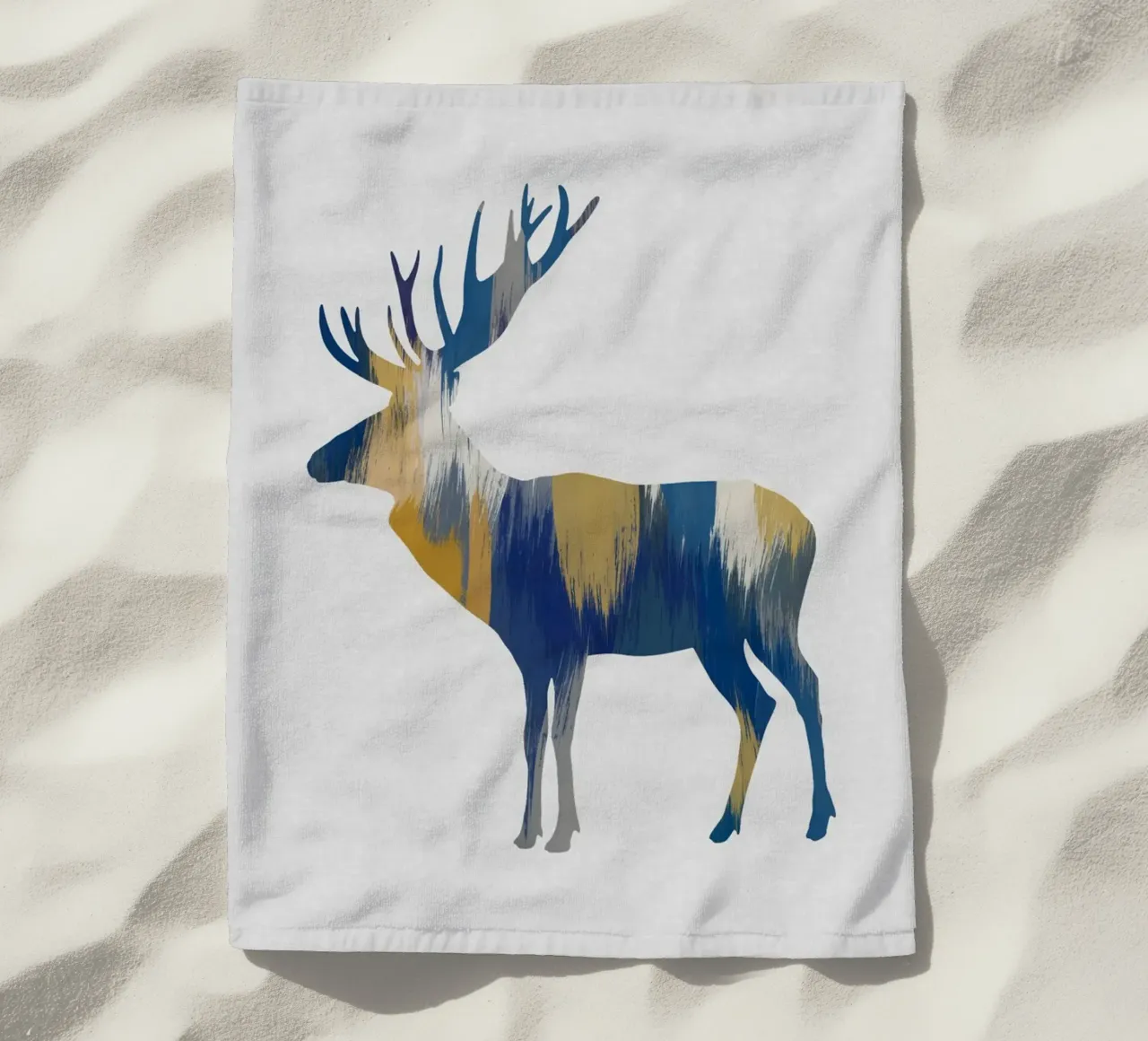 Alce blu e giallo telo mare da Orara Studio