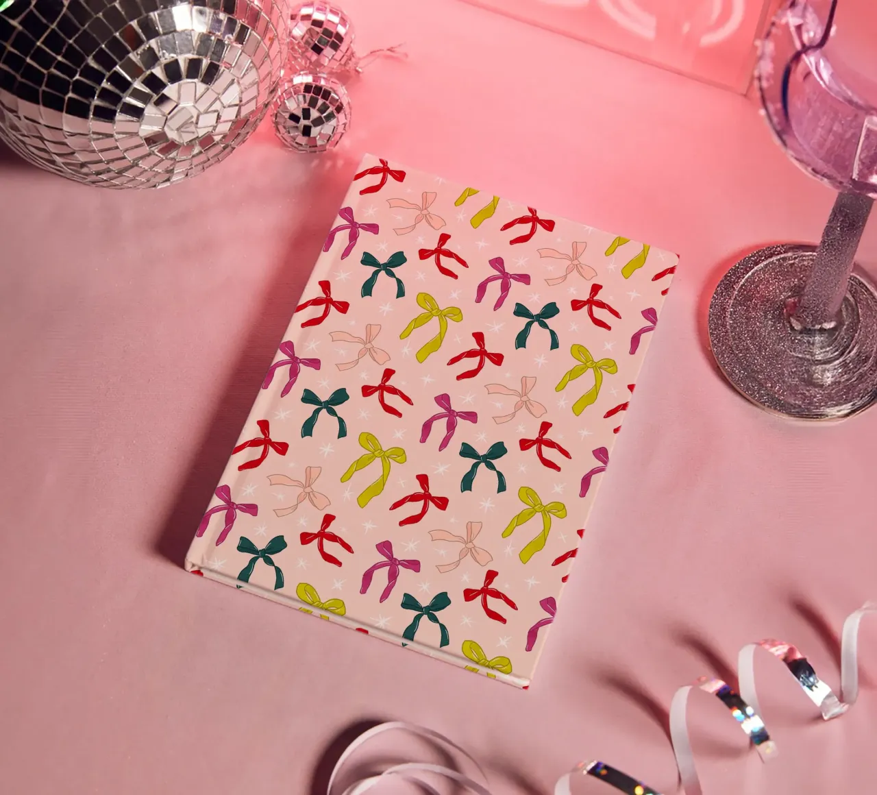 Coquette Colorful Festive Bow Pattern Print notebook by showmemars