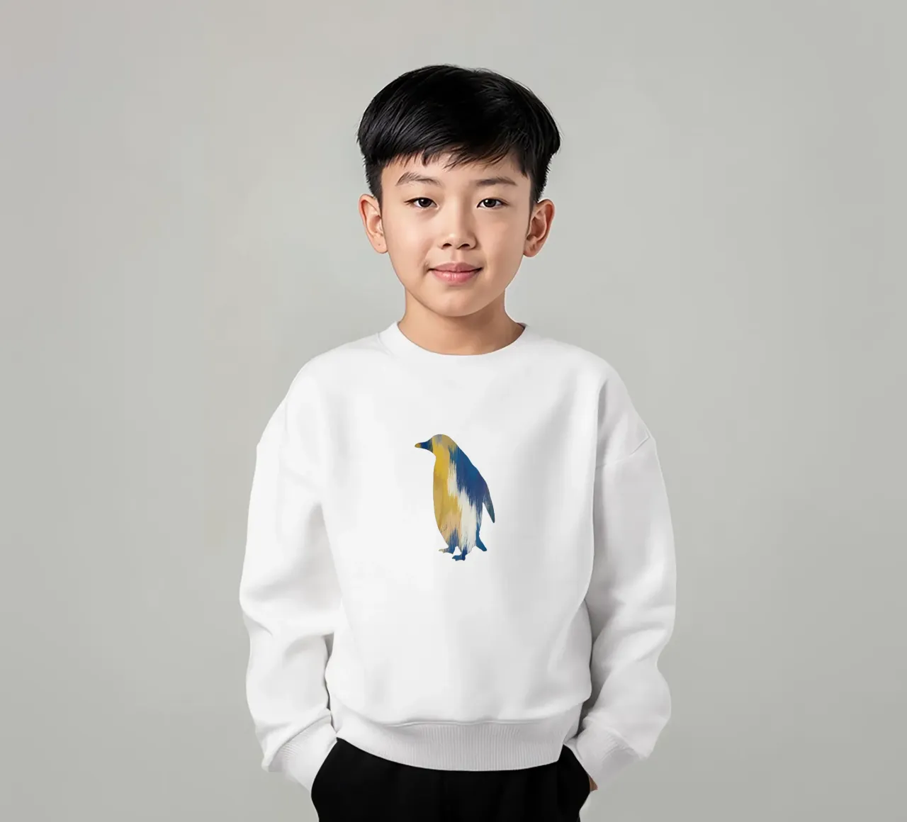 Blau & Gelber Pinguin Kinder Sweatshirt von Orara Studio