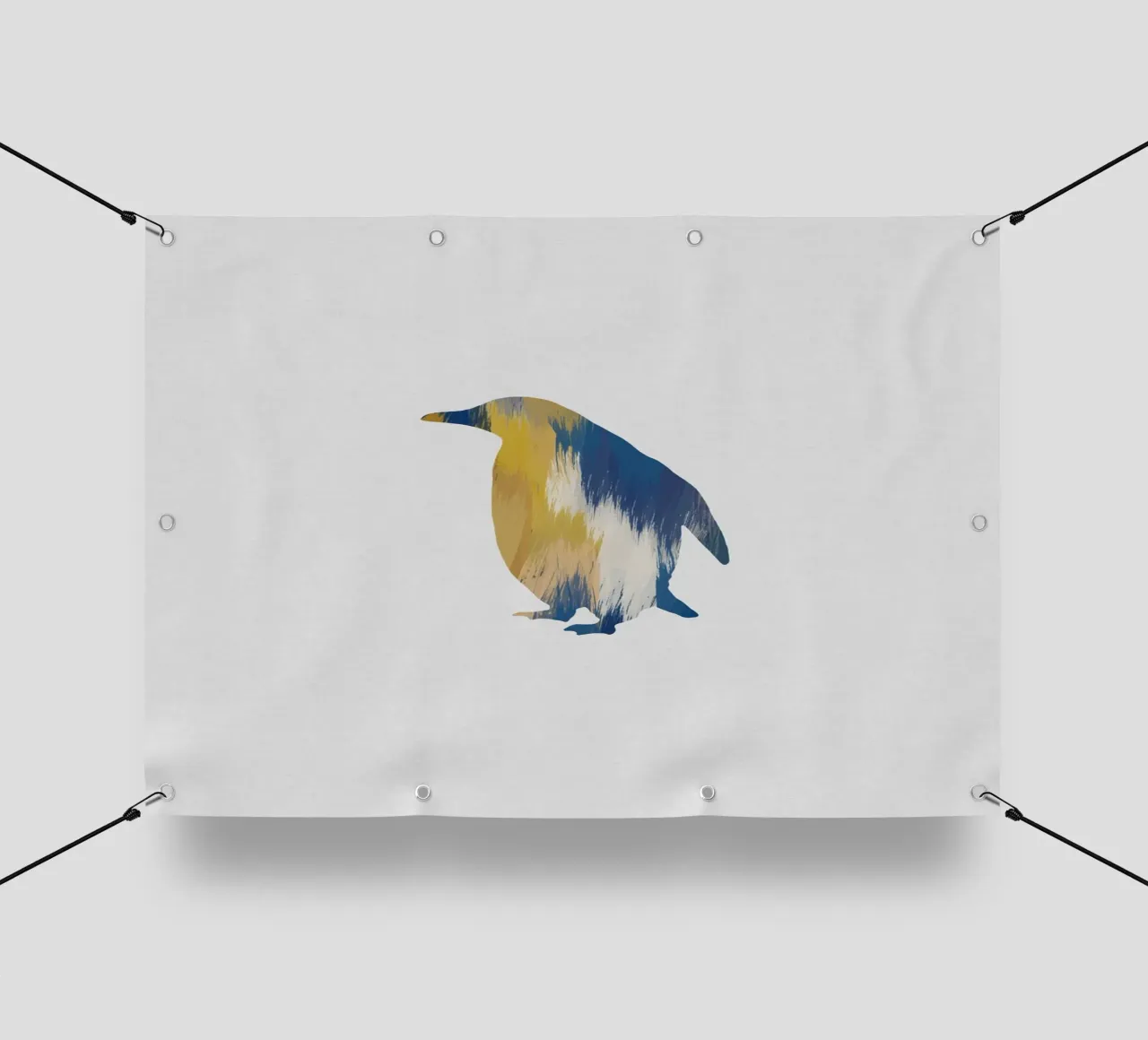 Pinguino blu e giallo telo in pvc da Orara Studio