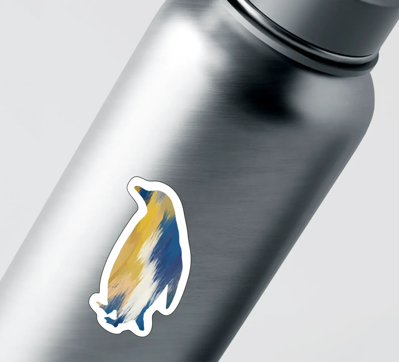 Pingouin bleu et jaune autocollant de Orara Studio
