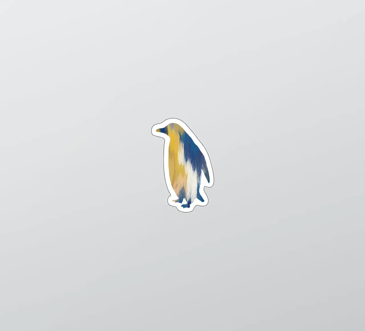 Pingouin bleu et jaune autocollant de Orara Studio