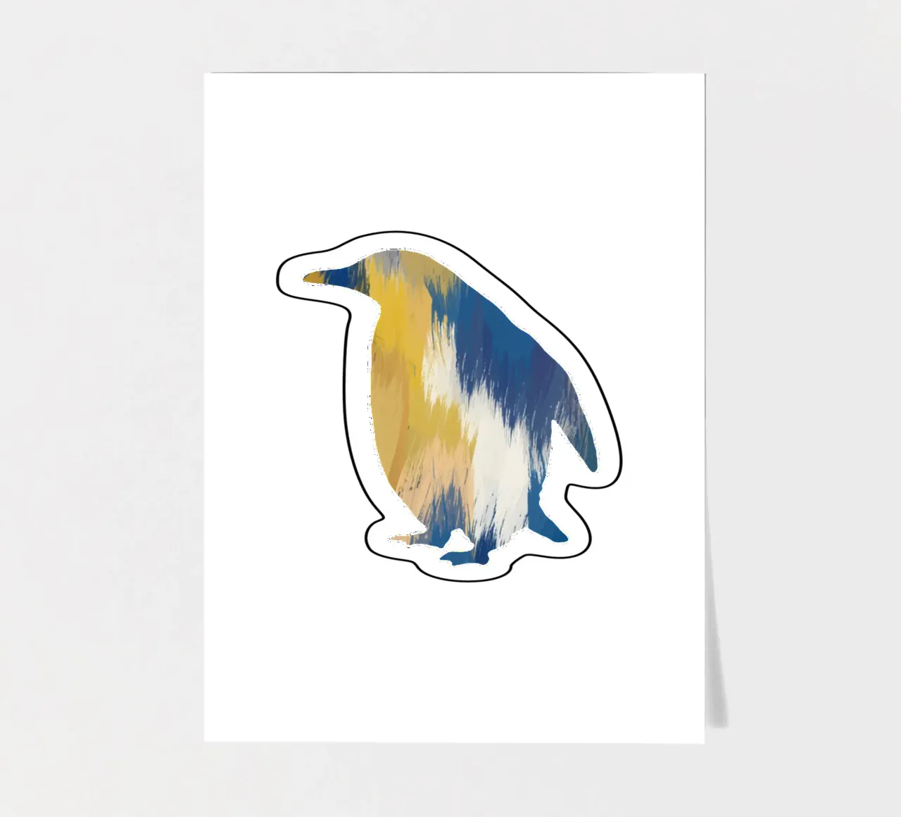 Pingouin bleu et jaune planche autocollant de Orara Studio