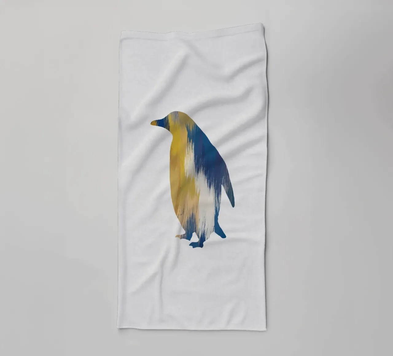 Pingouin bleu et jaune serviette de bain de Orara Studio