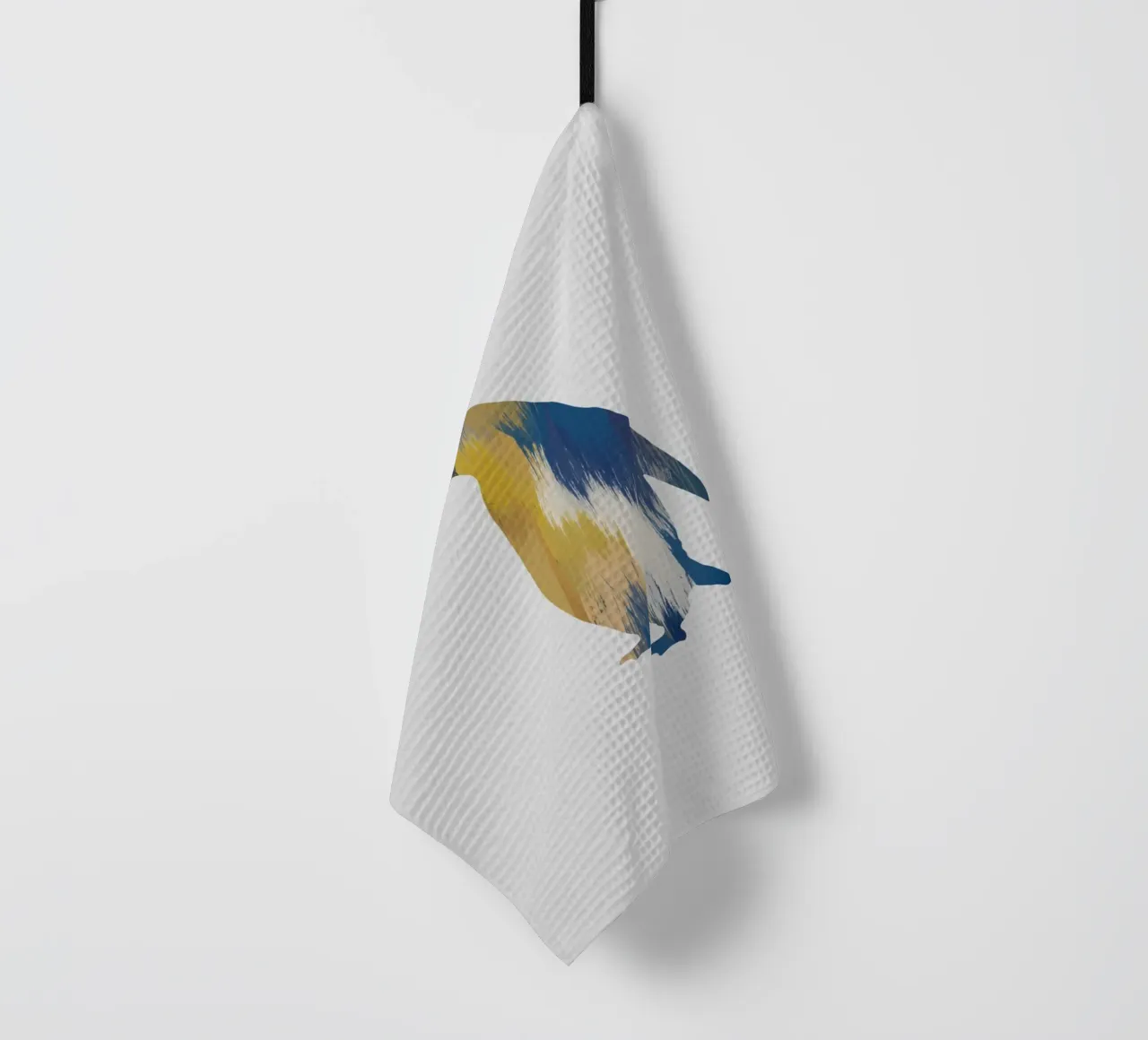 Pingouin bleu et jaune torchon de Orara Studio