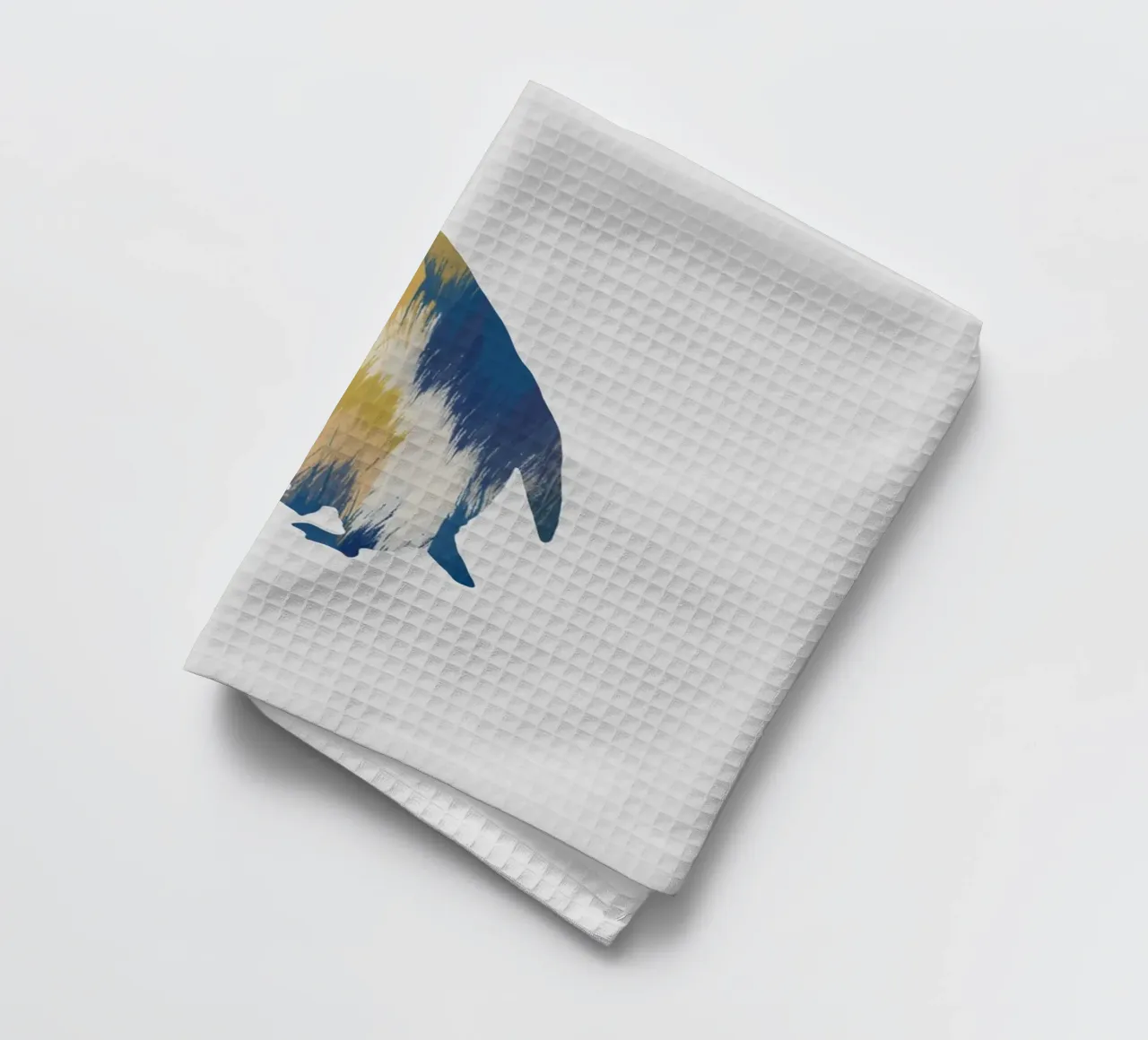 Pingouin bleu et jaune torchon de Orara Studio