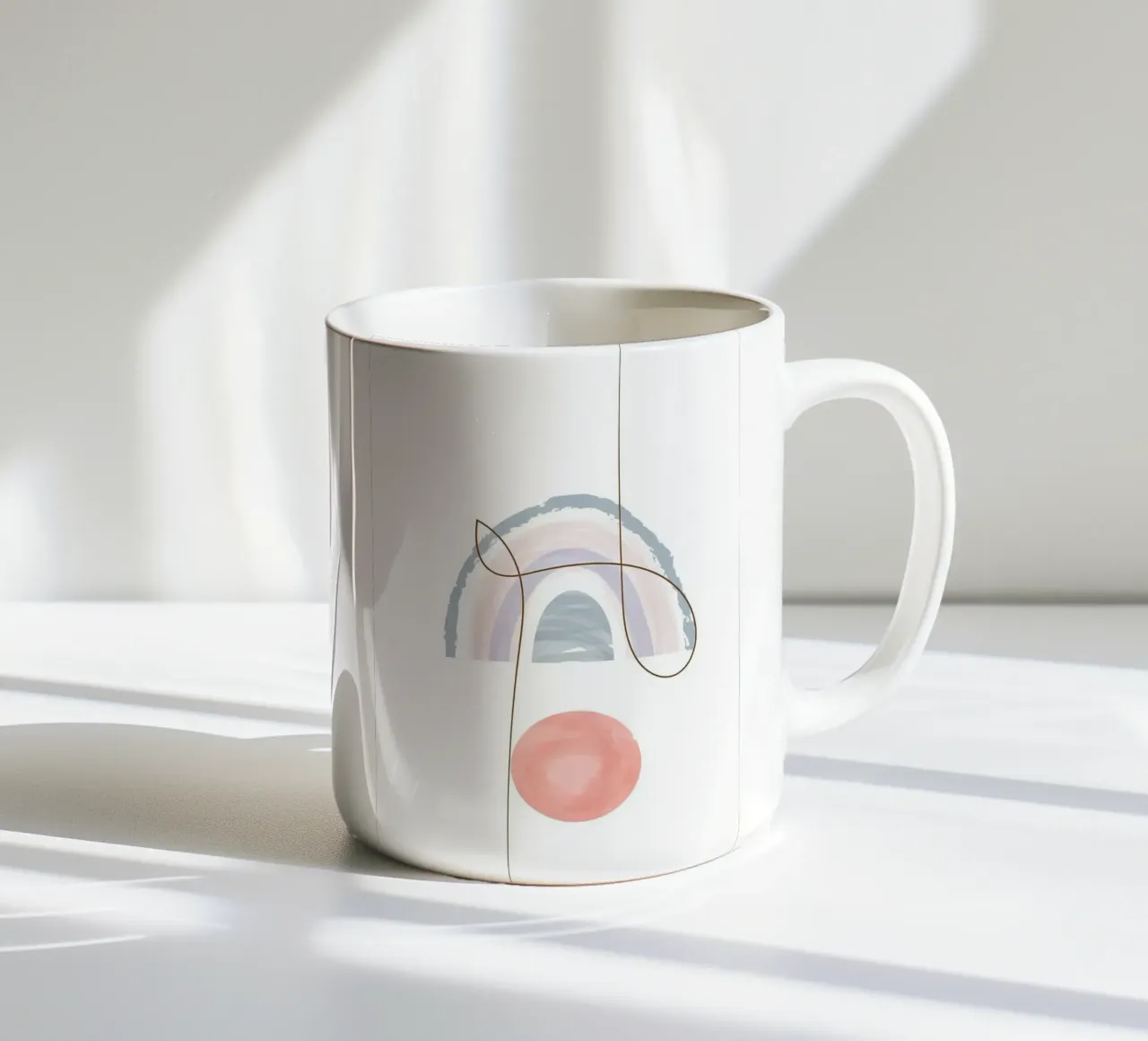 Line art arcobaleno bohémien tazza in ceramica da helloworld