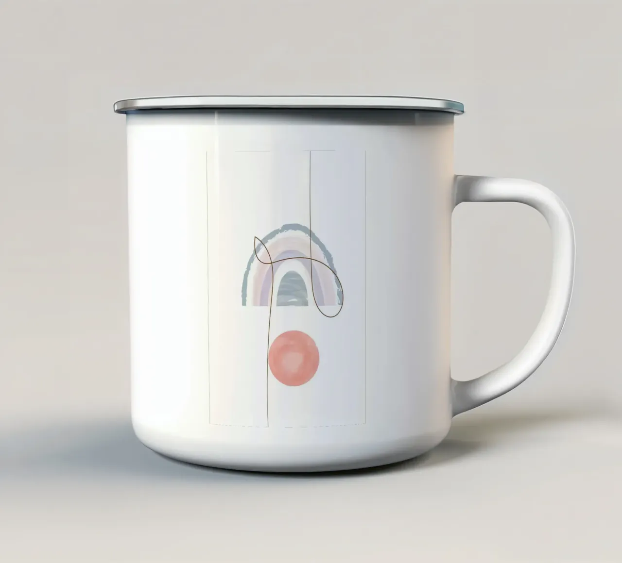 Line art arcobaleno bohémien tazza in smalto da helloworld