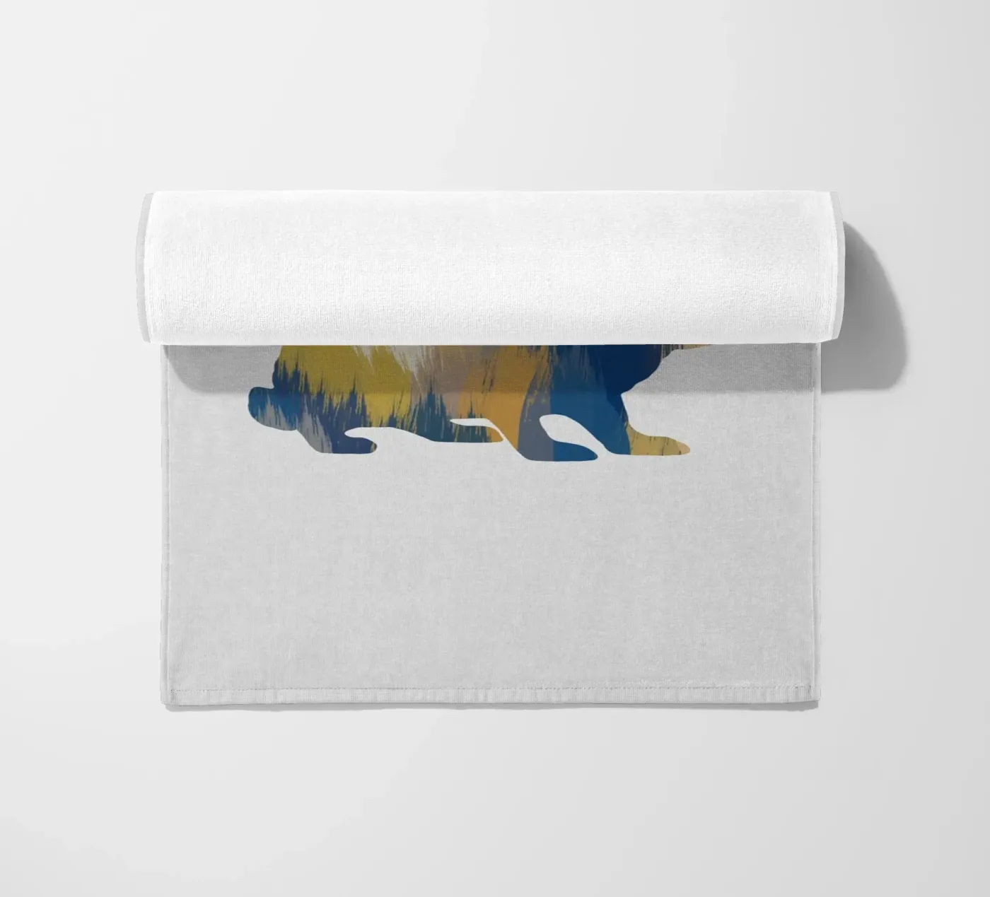 Coniglio blu e giallo telo mare da Orara Studio