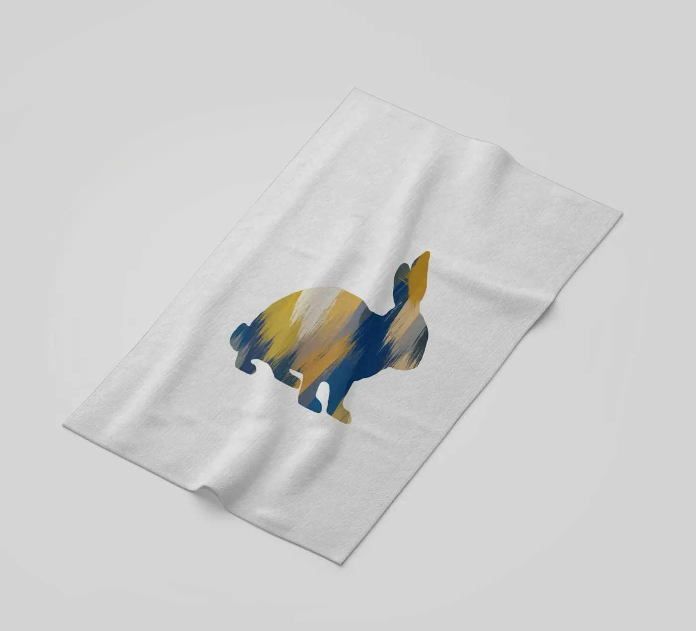 Coniglio blu e giallo telo mare da Orara Studio