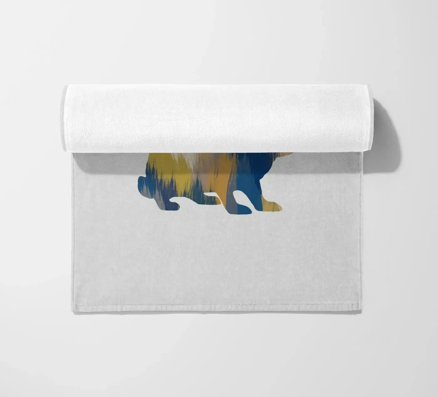 Coniglio blu e giallo telo mare da Orara Studio