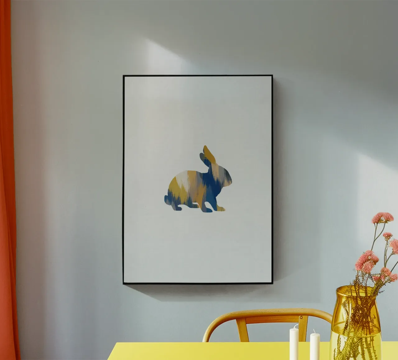 Coniglio blu e giallo plexiglass da Orara Studio