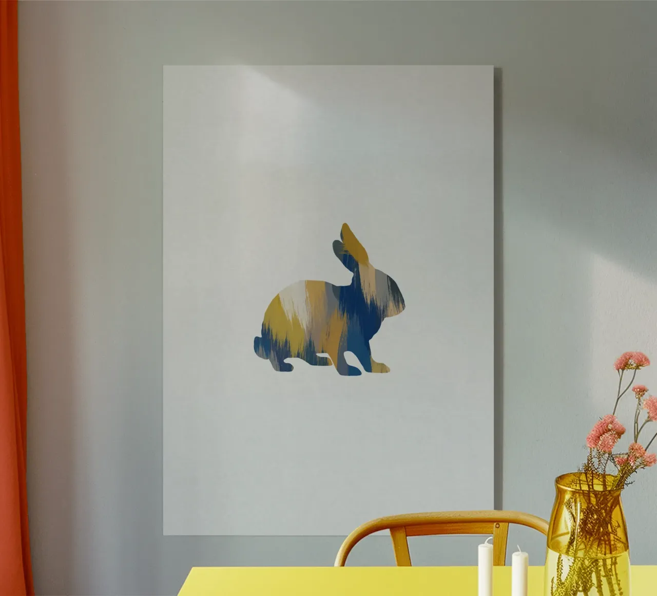 Coniglio blu e giallo plexiglass da Orara Studio