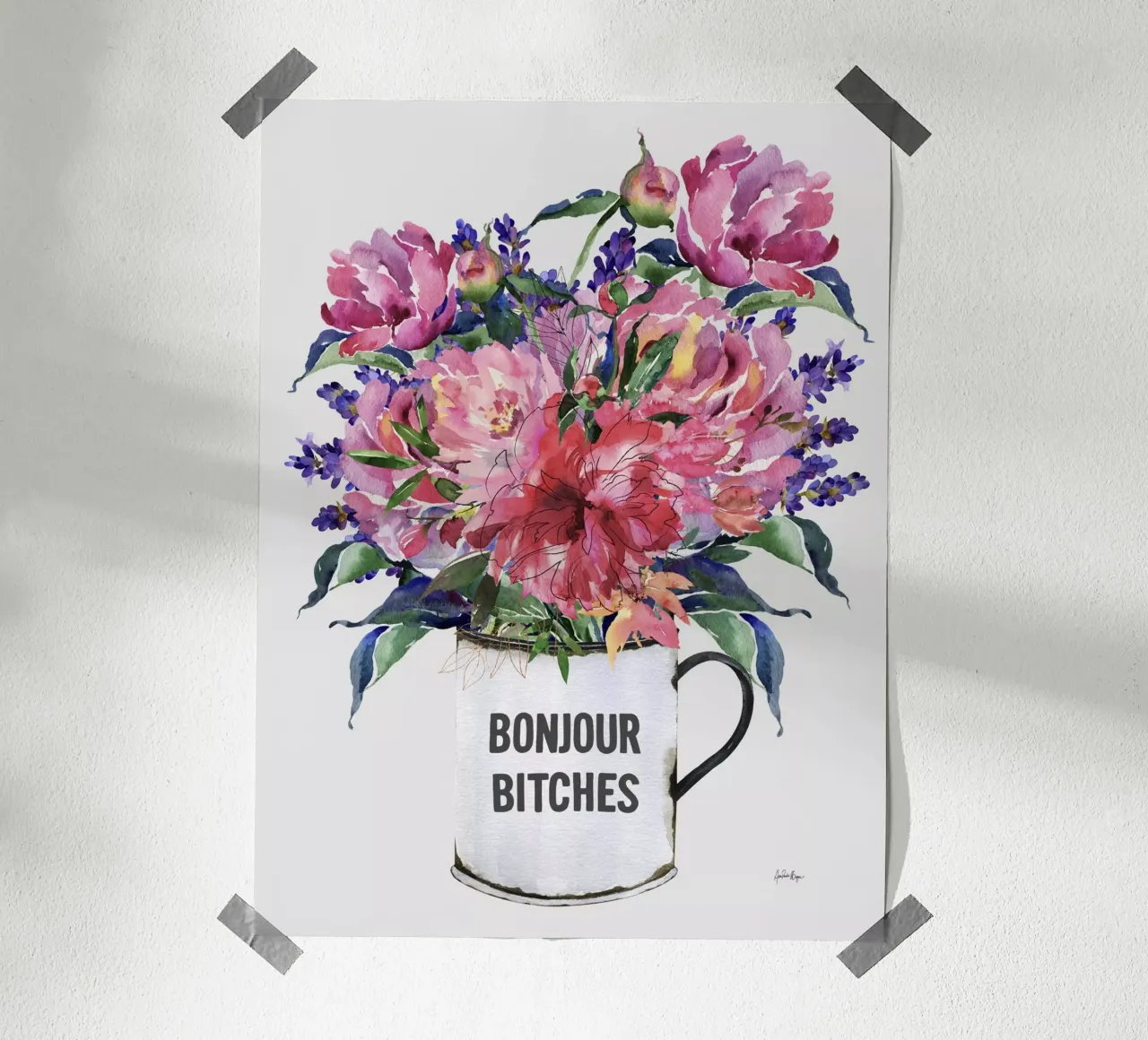 Bonjour, bitches! poster con telaio in alluminio da Ana Paula Hoppe