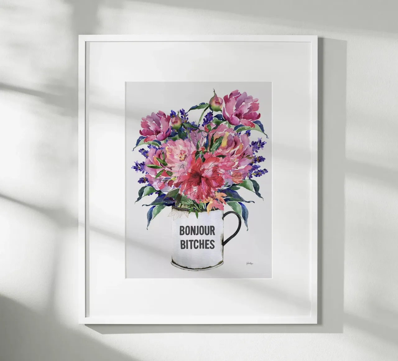 Bonjour, bitches! poster con telaio in alluminio da Ana Paula Hoppe
