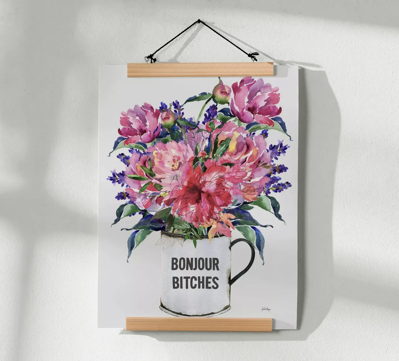 Bonjour, bitches! poster con telaio in alluminio da Ana Paula Hoppe