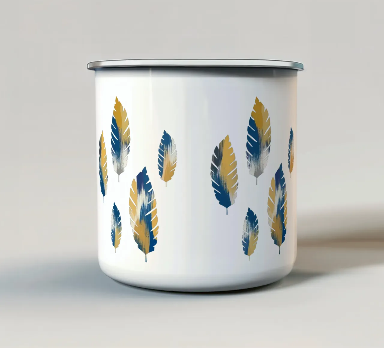 Foglie blu e gialle tazza in smalto da Orara Studio