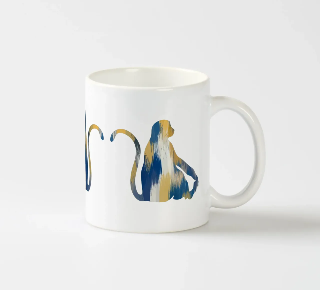 Scimmia blu e gialla tazza in ceramica da Orara Studio
