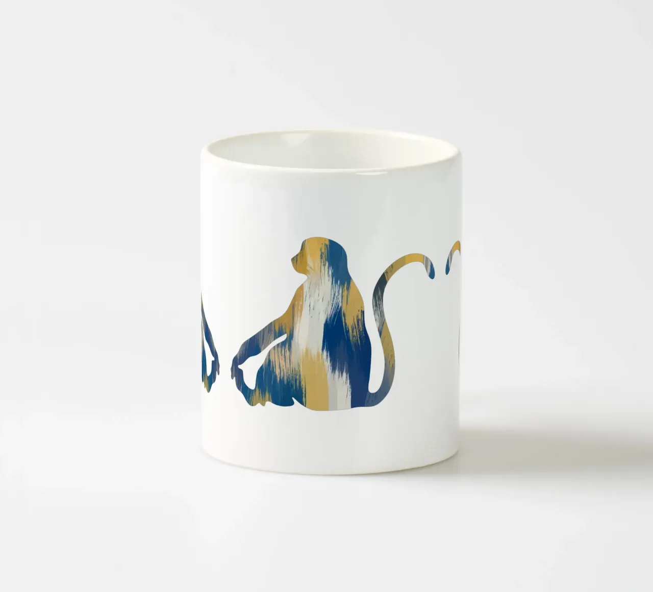 Scimmia blu e gialla tazza in ceramica da Orara Studio