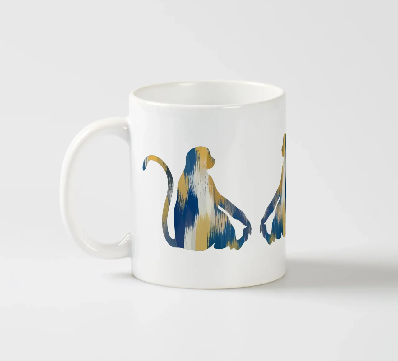 Scimmia blu e gialla tazza in ceramica da Orara Studio