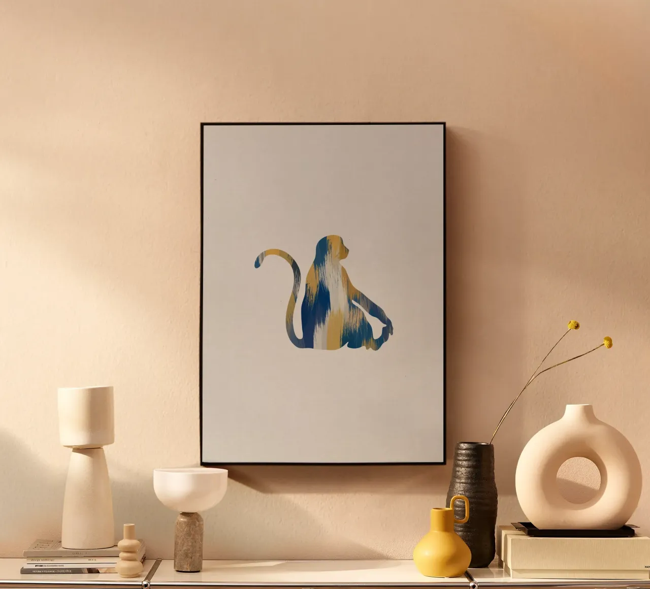 Scimmia blu e gialla plexiglass da Orara Studio