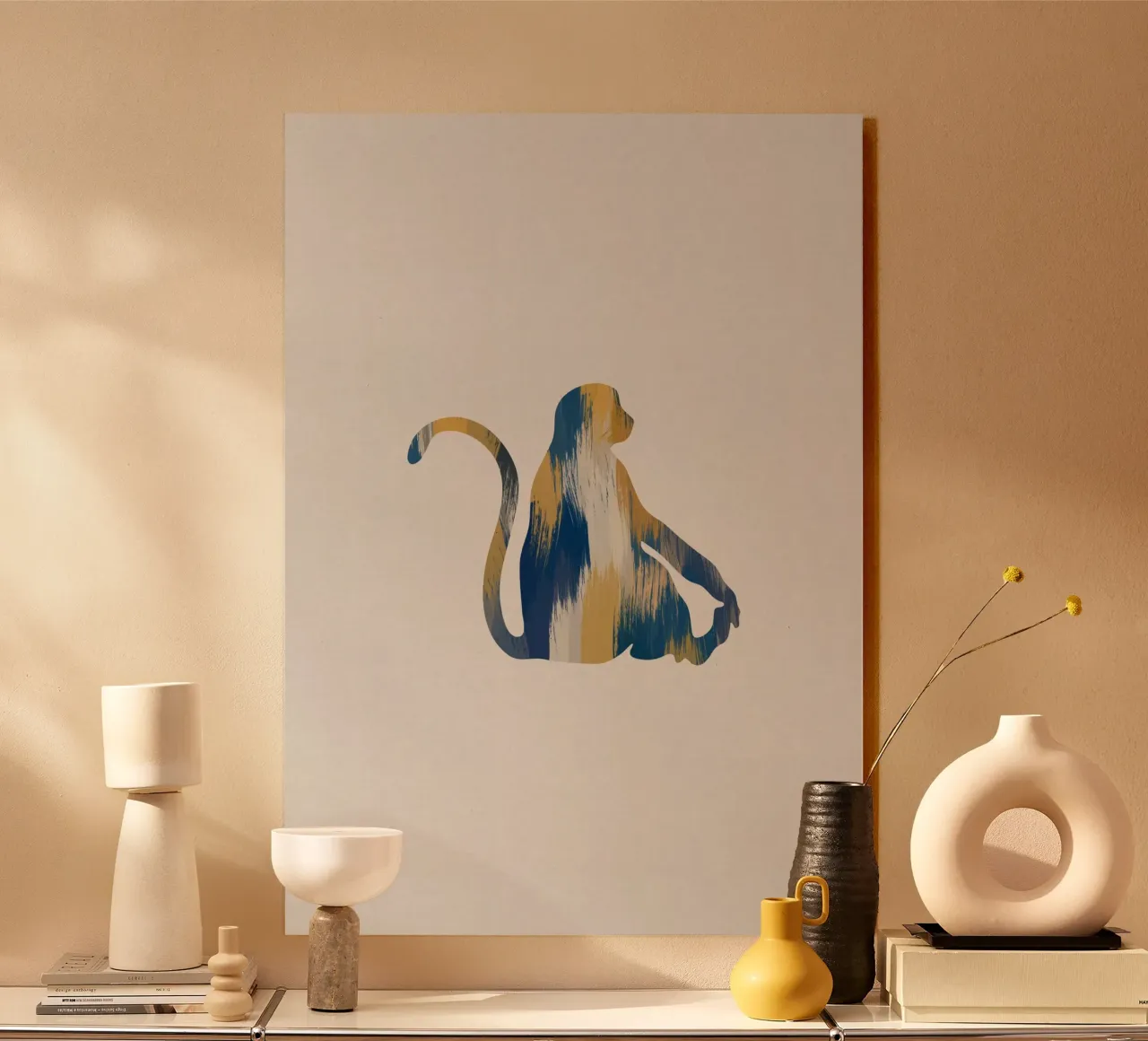 Scimmia blu e gialla plexiglass da Orara Studio