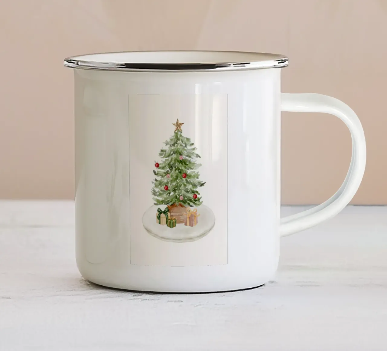 Sapin de noël en aquarelle tazza in smalto da Idées & Création