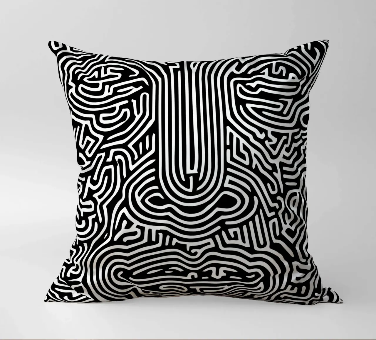 Labirinto grafico | Ritratto Line Art cuscino da Autofocus