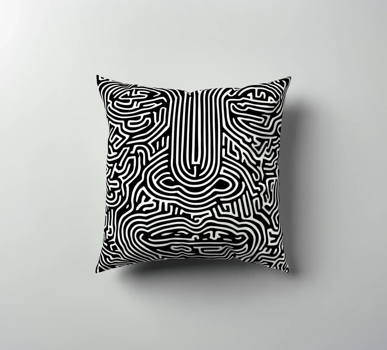 Labirinto grafico | Ritratto Line Art cuscino da Autofocus