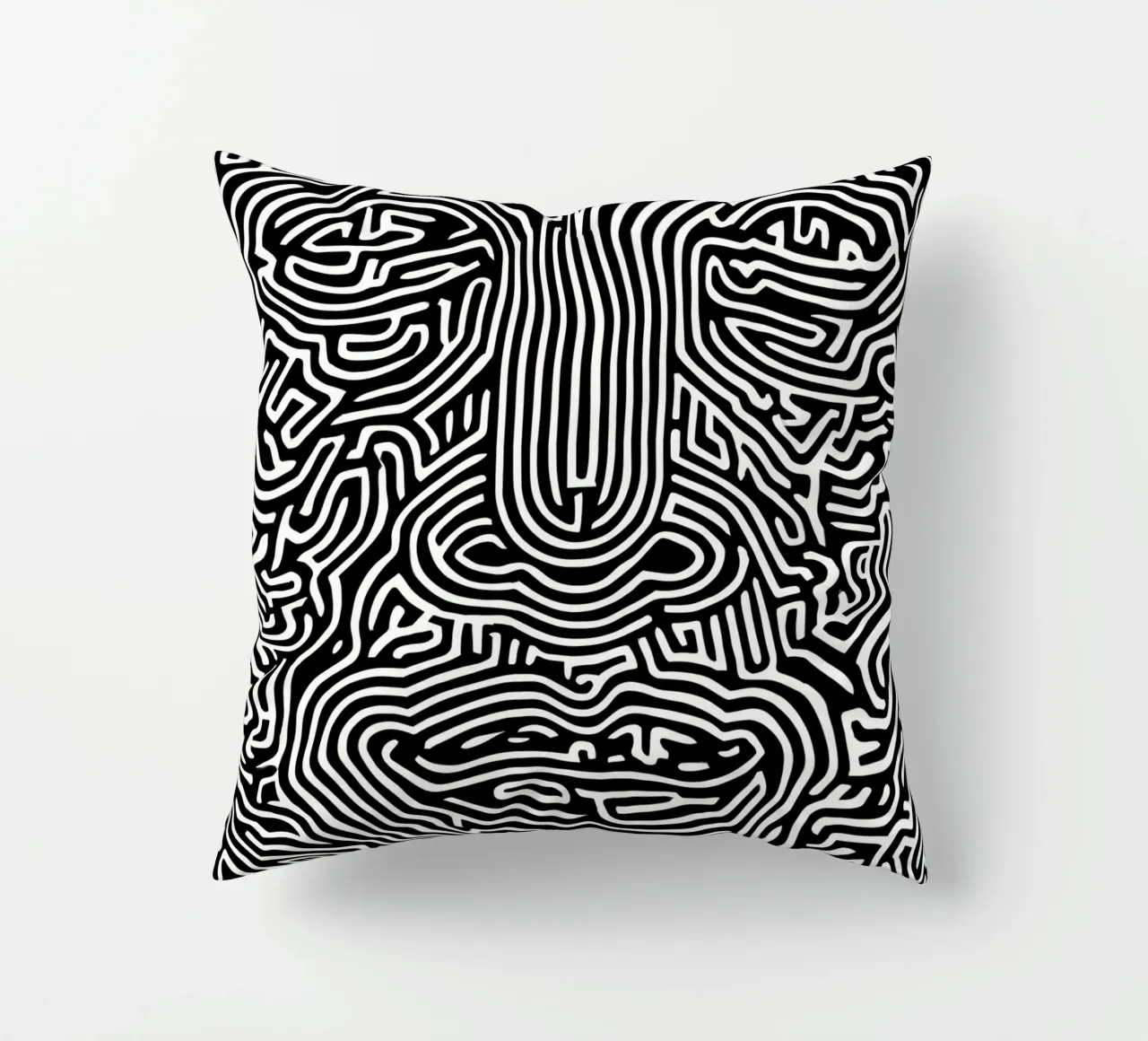Labirinto grafico | Ritratto Line Art cuscino da Autofocus