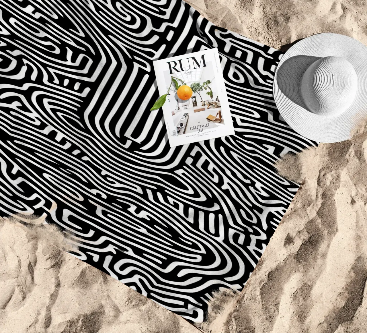 Labirinto grafico | Ritratto Line Art telo mare da Autofocus