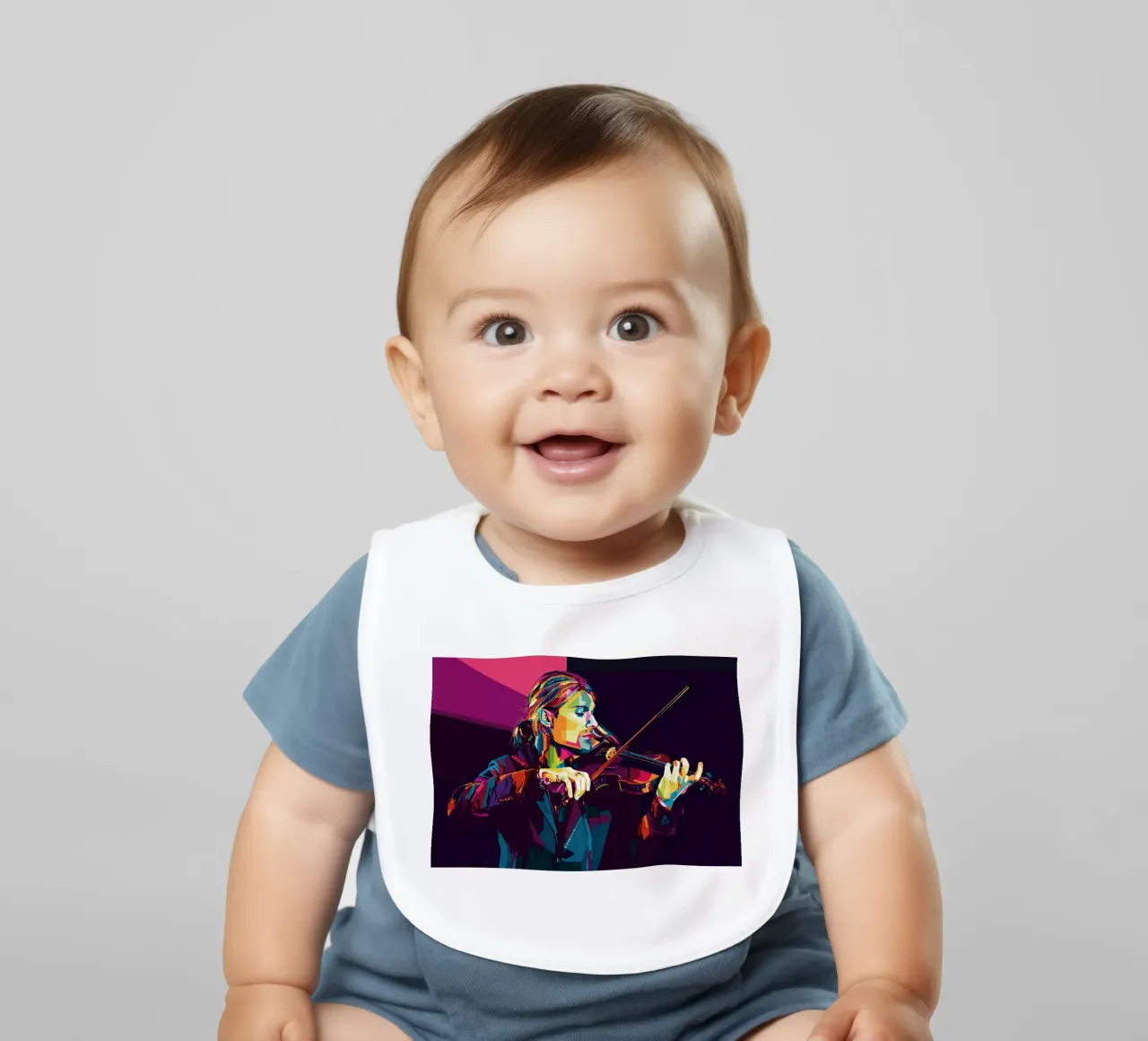 Violinist Style WPAP baby bib by SW Artwork
