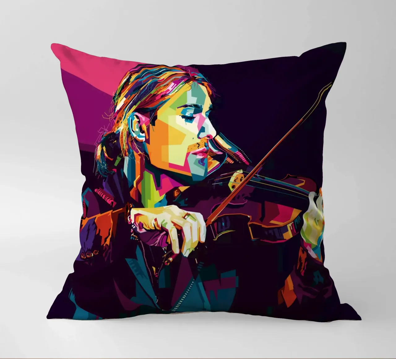 Violinist Style WPAP decorative cushion by SW Artwork