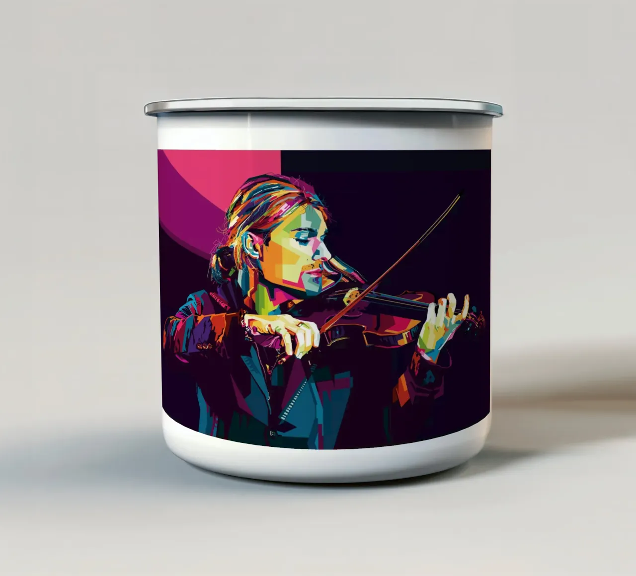 Violinist Style WPAP enamel mug by SW Artwork